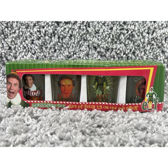 Shot Glass ELF Movie Will Ferrell Buddy Party Christmas Holiday Set Of 4 15oz Ea - Picture 1 of 8